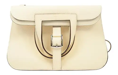HERMES Halzan TC Bullock Leather Handbag, Shoulder Bag, Crossbody Bag Women's I2 Nata Cream White