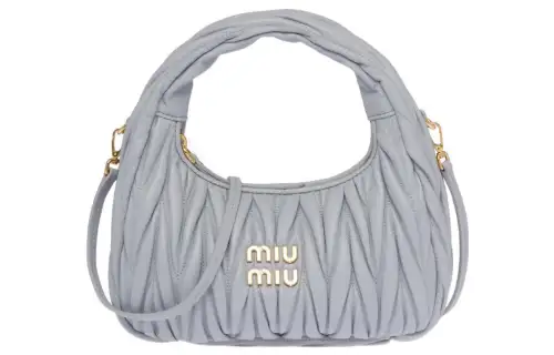 MIU MIU Wander Soft Sheep Leather Hobo Bag, Crescent Bag, Shoulder Bag, Crossbody Bag, Handbag Small Women's