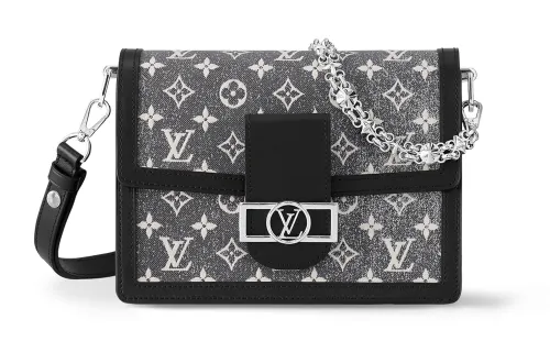LOUIS VUITTON Dauphine Fabric With Cow Leather Trim Dafne Handbag, Shoulder Bag Women's Gray