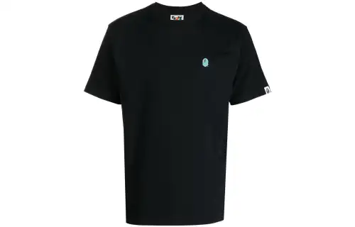 A BATHING APE T Shirts Men's Black Crew Neck Moderate Straight Fit