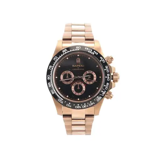 A BATHING APE Quartz Movement Stainless Steel Strap Watch Unisex Black Dial