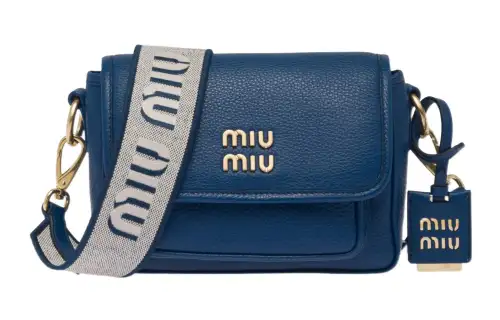 MIU MIU Leather Crossbody Bag, Shoulder Bag Women's Dark Blue