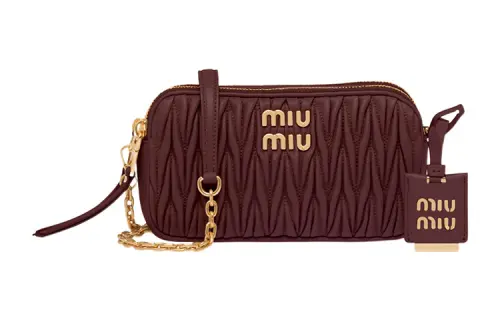 MIU MIU Matelassé Leather Crossbody Bag, Shoulder Bag Women's Red