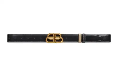 Balenciaga Cow Leather Belts Women's Black/Light Brown Width 3cm