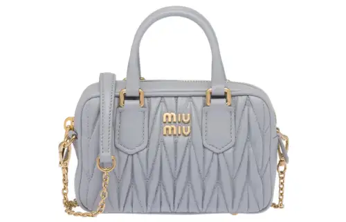 MIU MIU Matelassé Soft Sheep Leather Shoulder Bag, Crossbody Bag, Handbag Mini Women's Cornflower Blue