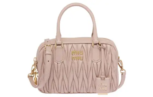 MIU MIU Matelassé Soft Sheep Leather Shoulder Bag, Crossbody Bag, Handbag Women's Pink