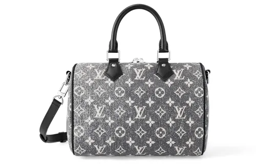 LOUIS VUITTON Speedy Denim With Cow Leather Pillow Bag, Shoulder Bag, Crossbody Bag, Handbag Women's Gray