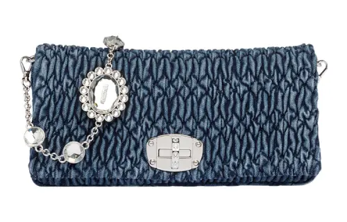 MIU MIU Denim Crossbody Bag, Shoulder Bag Women's Blue