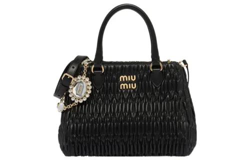 MIU MIU CRYSTAL Sheepskin Shoulder Bag, Crossbody Bag, Handbag Women's Black
