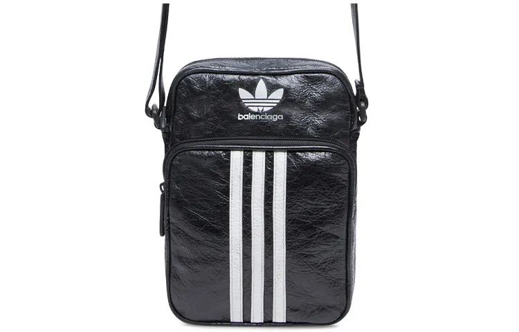 Balenciaga X Adidas Originals Collaboration Sheepskin Messenger Bag, Crossbody Bag, Shoulder Bag Unisex Black