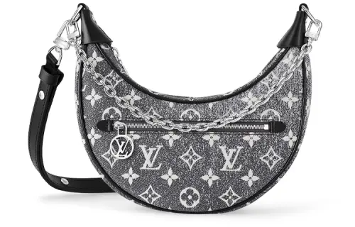 LOUIS VUITTON Loop Denim With Cow Leather Trim Pea Bag, Shoulder Bag, Handbag, Shoulder Bag Women's Gray