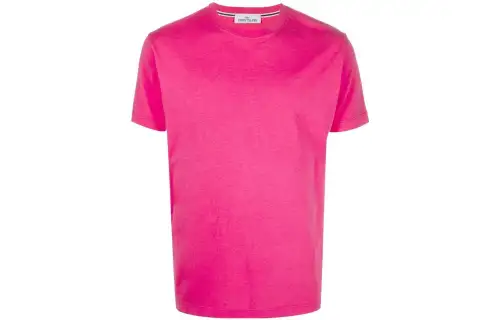 STONE ISLAND T Shirts Men's Peach Pink Crew Neck Moderate Straight Fit