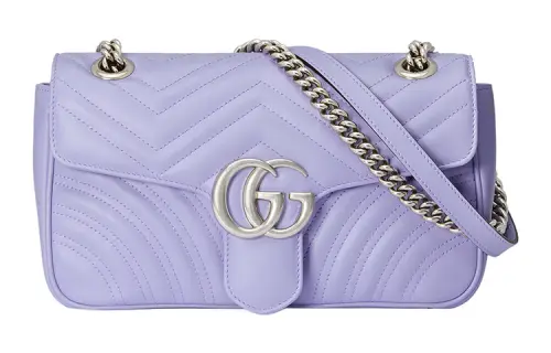 GUCCI GG Marmont Leather Crossbody Bag, Shoulder Bag Small Women's Light Purple