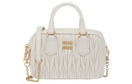 MIU MIU Matelassé Sheepskin Shoulder Bag, Crossbody Bag, Handbag Mini Women's White