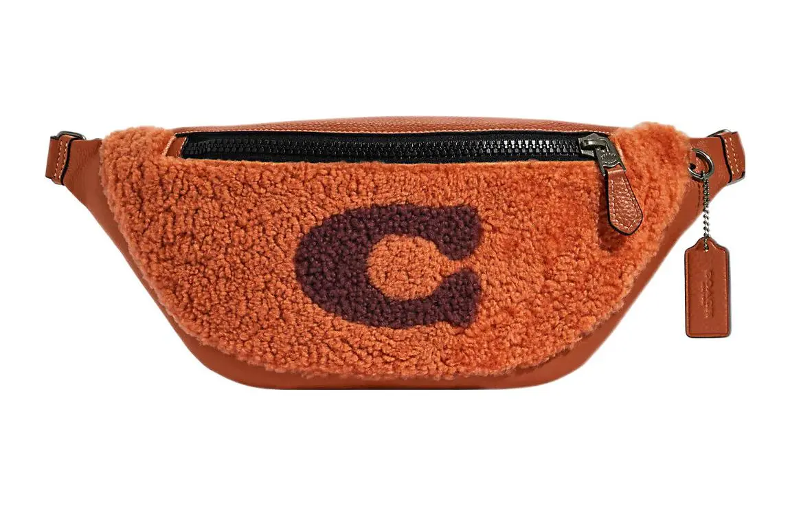 COACH Warren Shearling With Refined Pebbled Leather Fanny Packs Large Women's Ginger Yellow