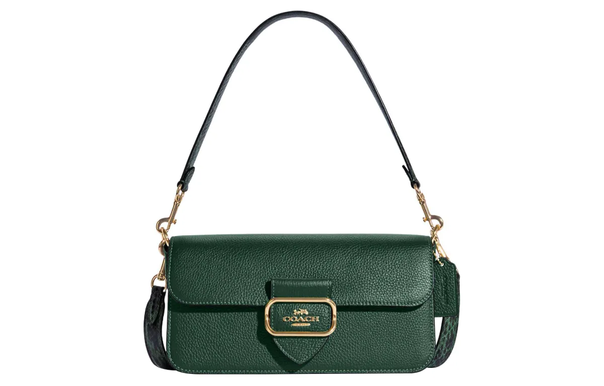 COACH Cow Leather Portable Crossbody Bag, Shoulder Bag Women's Dark Green