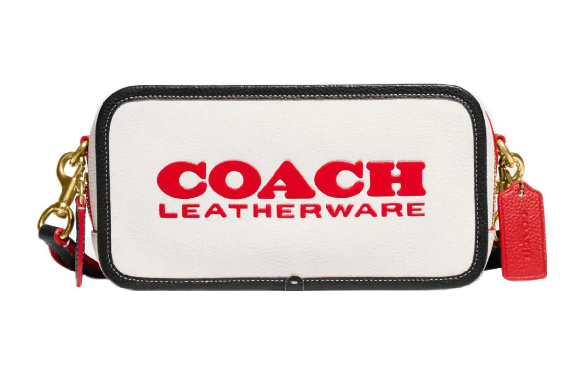 COACH Kia Natural Pebbled Leather Camera Bag, Shoulder Bag, Crossbody Bag Medium Women's Chalk White