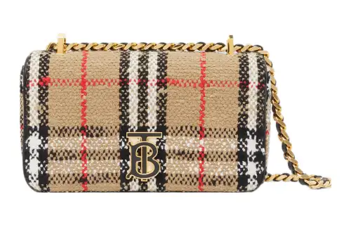 Burberry Lola Bag Cotton Wool Blend Shoulder Bag, Crossbody Bag Mini Women's Brown