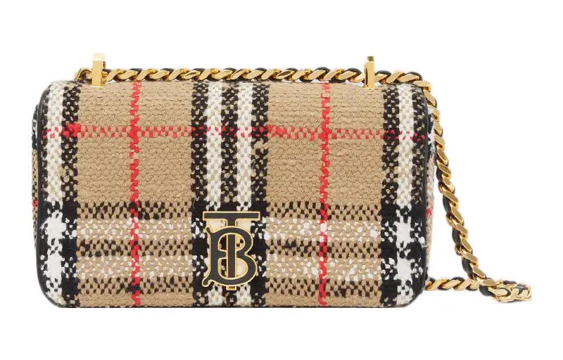 Burberry Lola Bag Cotton Wool Blend Shoulder Bag, Crossbody Bag Mini Women's Brown