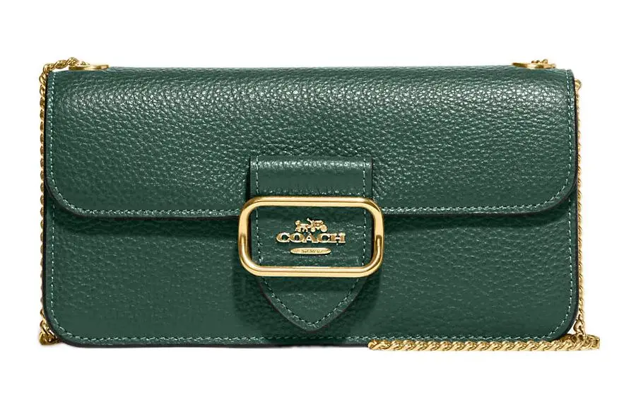 COACH Morgan Pebbled Leather Handheld Shoulder Bag, Crossbody Bag Small Women's Dark Green