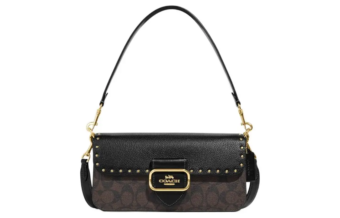 COACH Morgan 27 Shoulder Bag In Colorblock Signature Canvas With Rivets