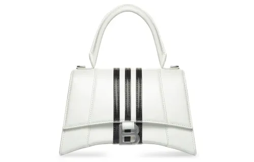 Balenciaga X Adidas Originals Collaboration Hourglass Cow Leather Shoulder Bag, Crossbody Bag, Handbag Women's White