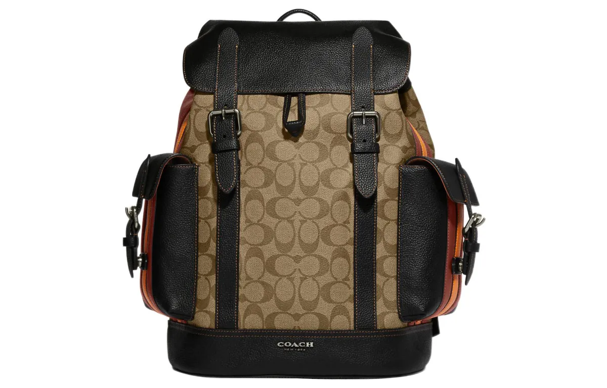 COACH Hudson Canvas With Leather Backpack Men's Brown & Black