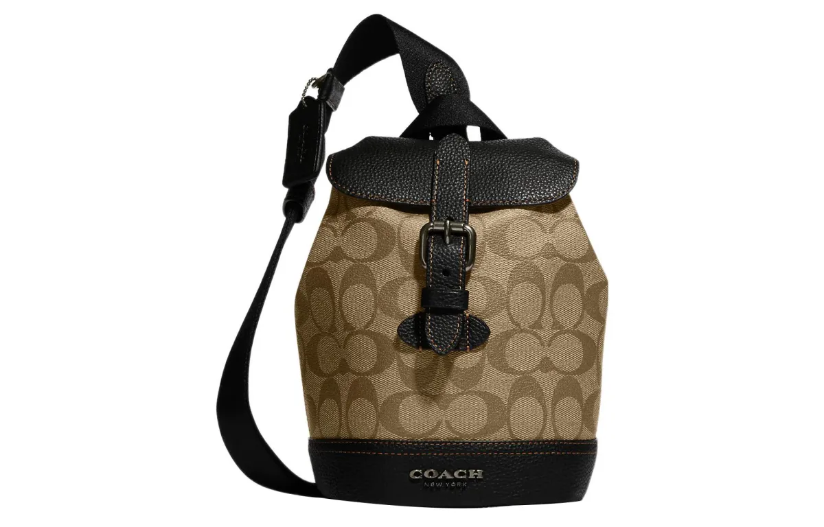 COACH Hudson Coated Canvas Sling Bag Regular Men's Brown & Black