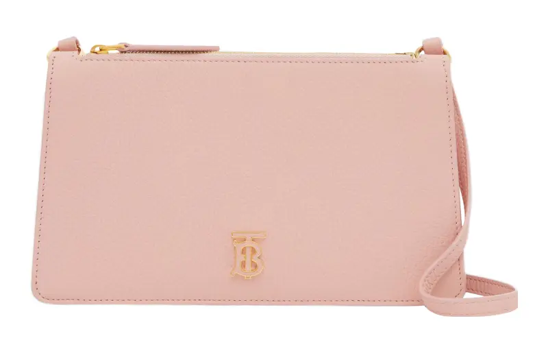 Burberry Mini Tb Grainy Leather Pouch Pink