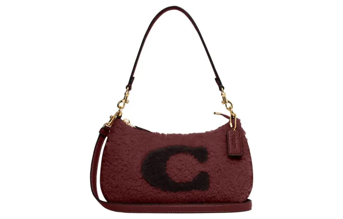 COACH Teri Sheepskin With Cow Leather Portable Crossbody Bag, Shoulder Bag Women's Cherry Red