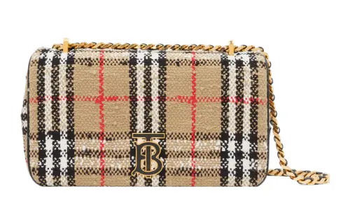 Burberry Lola Bag Floral Tweed Shoulder Bag, Crossbody Bag Women's Brown