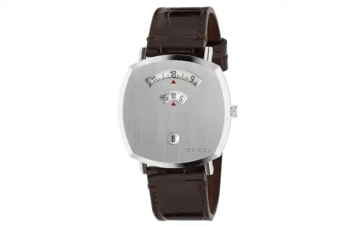 GUCCI Grip Collection Wrist Watches Quartz Movement Leather Strap Silver Dial Women's 30m Water Resistant