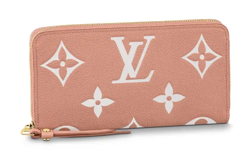 LOUIS VUITTON Zippy Soft Grain Cow Leather Wallet Women's Pink/Cream