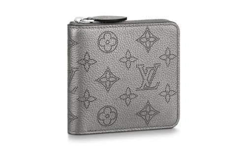 LOUIS VUITTON Zippy Calfskin Wallet Women's Metal Gray