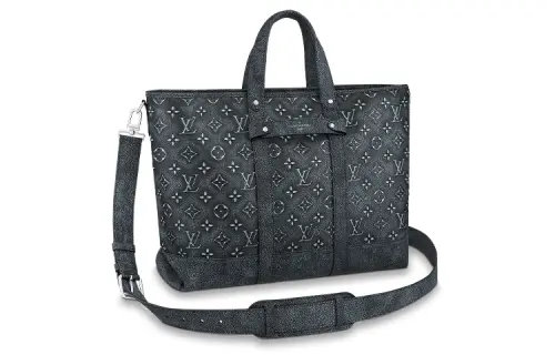 LOUIS VUITTON Leather Tote Bag, Shopping Bag, Shoulder Bag, Crossbody Bag, Handbag Men's Gray