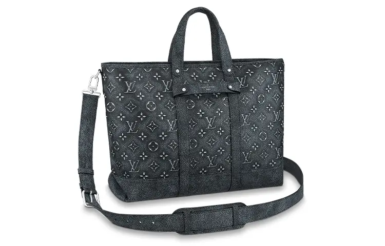 LOUIS VUITTON Leather Tote Bag, Shopping Bag, Shoulder Bag, Crossbody Bag, Handbag Men's Gray