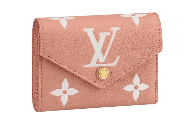 LOUIS VUITTON Victorine Embossed Soft Grain Cow Leather Wallet Women's Pink/Cream