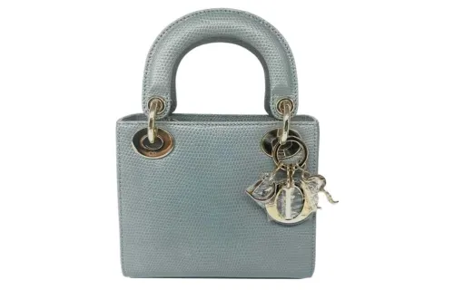 DIOR Lady Dior Lizard Skin Handbag Shoulder Bag, Crossbody Bag, Handbag Mini Women's Haze Blue