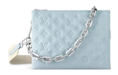 LOUIS VUITTON Coussin Sheepskin Shoulder Bag, Crossbody Bag Small Women's Blue