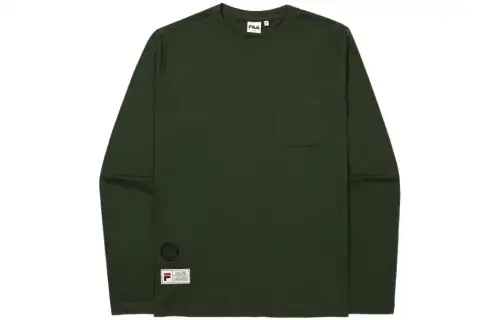 FILA T Shirts Unisex Dark Green Crew Neck Moderate Straight Fit