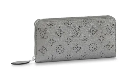 LOUIS VUITTON Zippy Calfskin Wallet Regular Women's Metal Gray