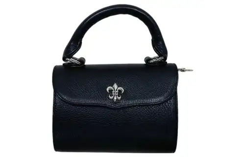 Chrome Hearts Leather Flap Bag Handbag Women's Black