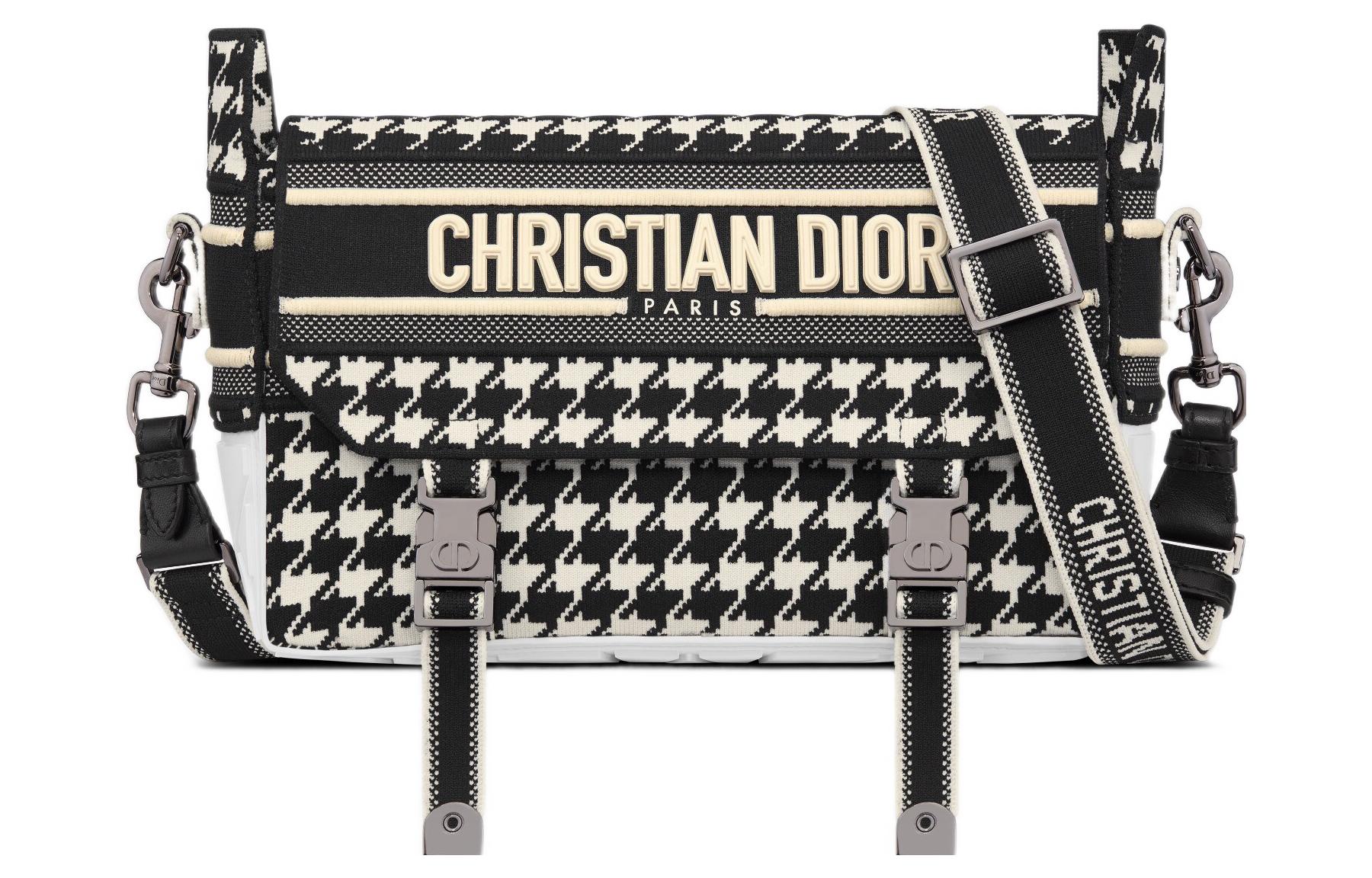 DIOR DiorCamp Technology Knitted Fabric Messenger Bag, Shoulder Bag, Crossbody Bag Small Women's Black/White