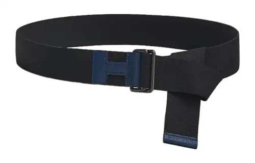 HERMES Nomade Cow Leather Belts Men's Black 4cm