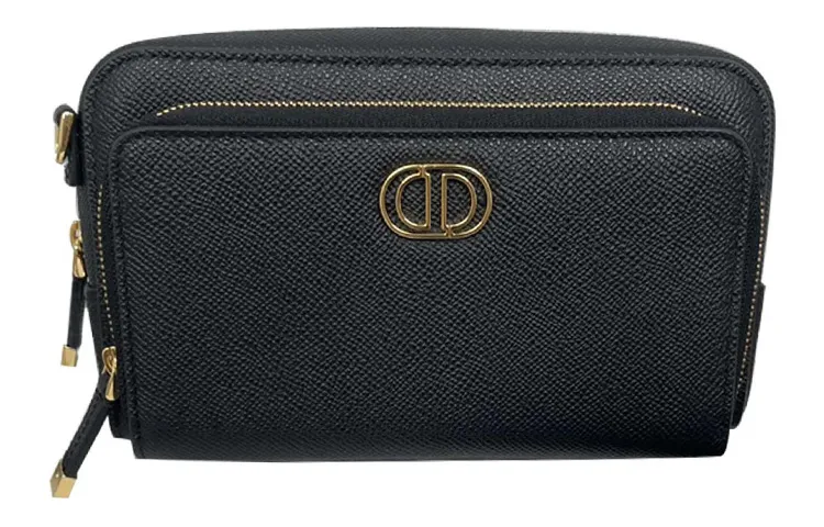 DIOR Caro Cow Leather Camera Bag, Handheld Shoulder Bag, Crossbody Bag Small Unisex Black