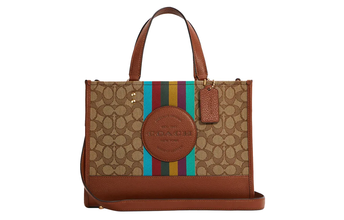 COACH Dempsey Fabric With Pebbled Leather Shoulder Bag, Crossbody Bag, Handbag Large Women's