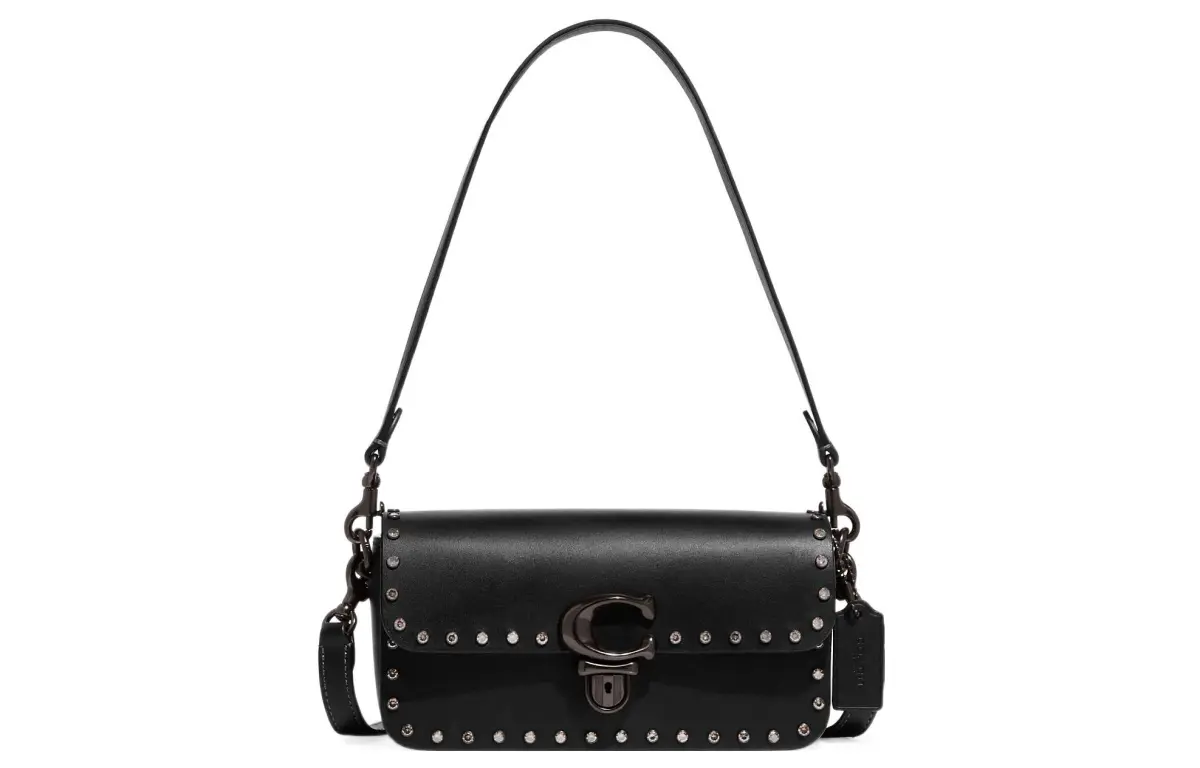 COACH Studio Glove Tanned Leather Shoulder Bag, Crossbody Bag Small Women's Black