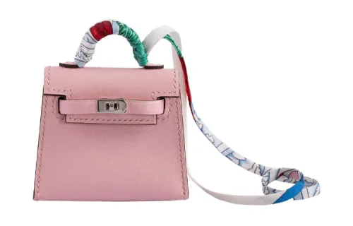 HERMES Kelly Twilly Tadelakt Calfskin Pendant Bag Accessories Women's 3Q RoseSakura Cherry Blossom Pink
