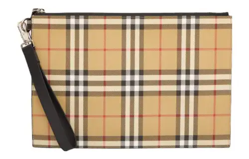 Burberry VINTAGE Leather Clutch Regular Men's Light Umber