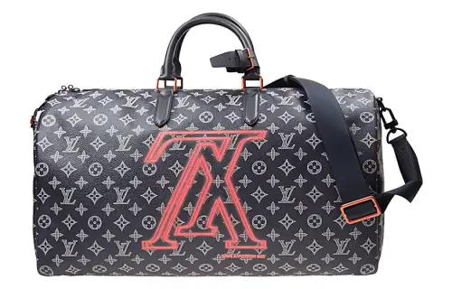 LOUIS VUITTON Keepall Leather Shoulder Bag, Crossbody Bag, Handbag, Travel Bag Men's Dark Blue